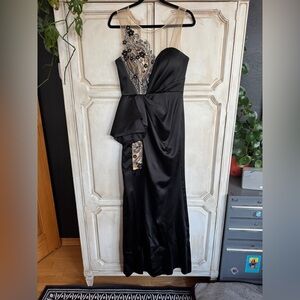 Elegant Black and Cream Evening Gown